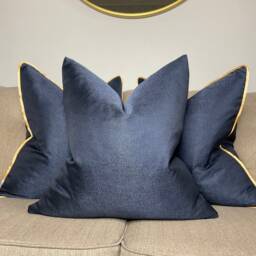Handmade Navy Textured Cushion Cover Designer Osborne Little Langley Fabric - thumbnail 3
