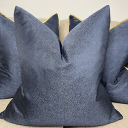 Handmade Navy Textured Cushion Cover Designer Osborne Little Langley Fabric - thumbnail 1