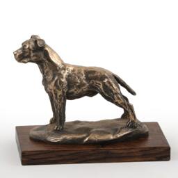 American Staffordshire Terrier - Uncropped, Dog Wooden Base Statue, Limited Edition, Artdog - thumbnail 1