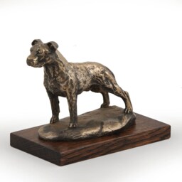 American Staffordshire Terrier - Uncropped, Dog Wooden Base Statue, Limited Edition, Artdog - thumbnail 2