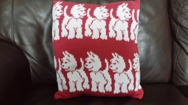 Handmade Knitted Scottie Dog Cushion Cover With Infill