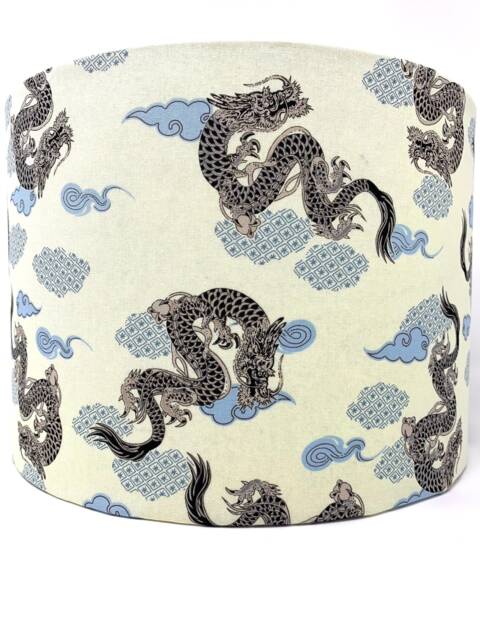 Dragons Lamp Shade, Japanese Oriental Asian Chinese Style, For Standard Lamps Or Ceiling Lights - image 1