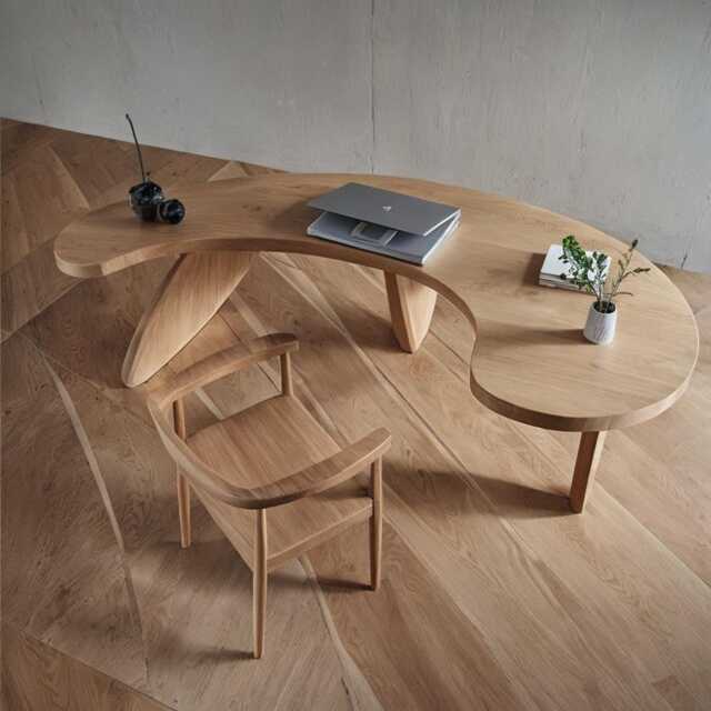 Solid Wood Desk in Oak & Walnut, Modern Custom-Made Desk, Wooden Or Metal Frame, Customizable, Handmade Office - image 1