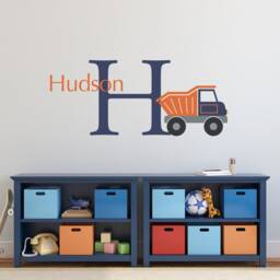Dump Truck Wall Decal Set - Personalized Decor Boy Bedroom Art - thumbnail 1