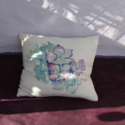 Cushion Cover in Linen, Flowers, Water Color Original, Digital Printed - thumbnail 3