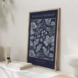 William Morris Print, Art, Exhibition Poster, Uk, Navy Blue Decor, Wall Art - thumbnail 3
