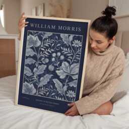 William Morris Print, Art, Exhibition Poster, Uk, Navy Blue Decor, Wall Art - thumbnail 2