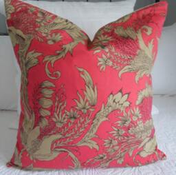Crimson Floral Print Pillow Cover Sateen Cotton Decor, Envelope Closure