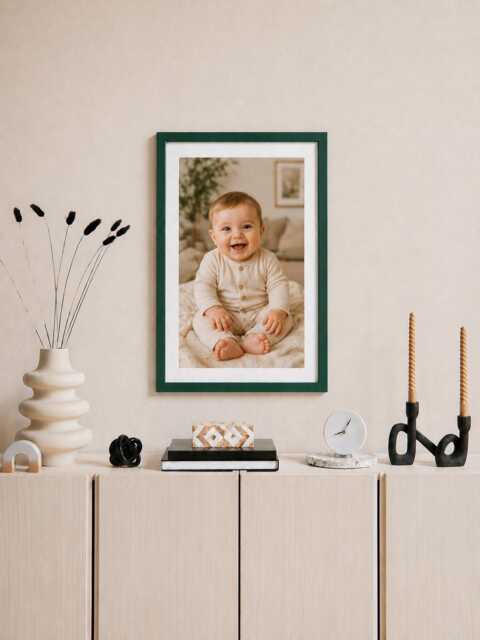 Green Frame Slim Brushed Wood Photo Modern Gallery Wall Art Home D??cor - image 1