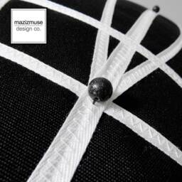 Black & White Pillow Cover, Geometric Outdoor Sunbrella?? Cushion Cover With Micronesia Vibe For Entryway, Patio/Garden Seating, Mazizmuse - thumbnail 2