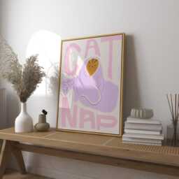 Cat Nap Art Print Poster, Vintage Print, Trendy Retro Illustration, Mid Century Modern Kitchen Wall - thumbnail 3