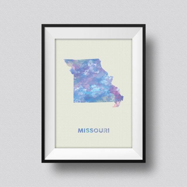 Missouri Map Usa Watercolor Art Print Ink Splash Poster Canvas