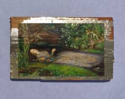 Ophelia Painting On Reclaimed Wood Gold Gilded Pre-Raphaelite Wall Art - thumbnail 1