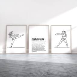 Kickboxing Definition Poster Set - 3 Kickboxer Prints - Women's Boxing Girl Sport Wall Art Home Gym Decor Instructor Teacher Gift - thumbnail 2
