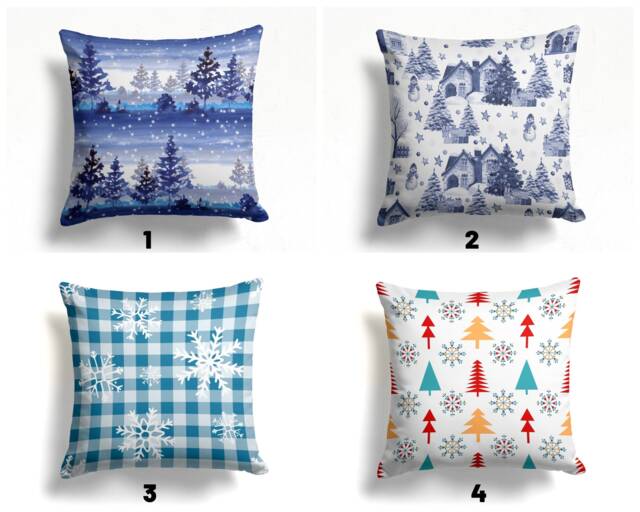 Christmas Snowflake Blue White Winter Trend Decorative Cushion Cover/Farmhouse Pillow Gift Her Case Party Decor - image 1