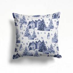 Christmas Snowflake Blue White Winter Trend Decorative Cushion Cover/Farmhouse Pillow Gift Her Case Party Decor - thumbnail 3