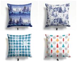 Christmas Snowflake Blue White Winter Trend Decorative Cushion Cover/Farmhouse Pillow Gift Her Case Party Decor - thumbnail 1
