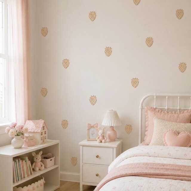 Wooden Strawberry Wall Art - Strawberries Fruit Decal Stickers Themed Bedroom Decor - image 1