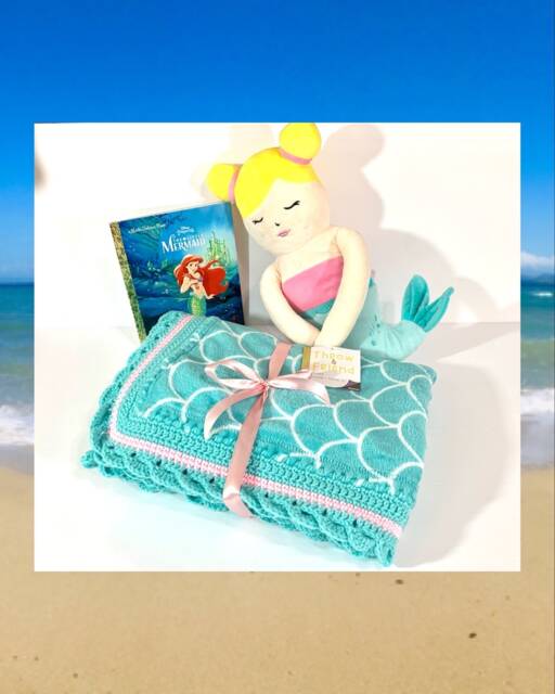 Mermaid Crocheted Baby Blanket Set - image 1