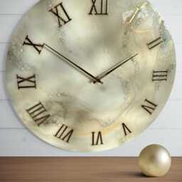Soft Elegant Epoxy Resin Wall Clock Natural Stones, Modern Art Decor - thumbnail 2