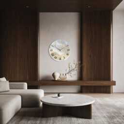 Soft Elegant Epoxy Resin Wall Clock Natural Stones, Modern Art Decor - thumbnail 4