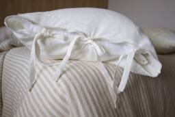 Handmade Linen Pillow Case With Ties Stone Washed Organic Flax
