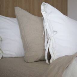 Handmade Linen Pillow Case With Ties Stone Washed Organic Flax - thumbnail 2