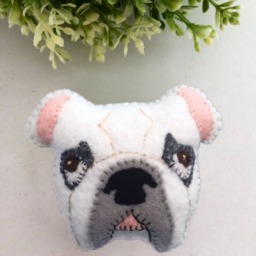 Dog Cushion, Bulldog, White Bulldog Pillow, Head Machine Embroidered, Gift For Lover, Decorative Throw Cushion - thumbnail 2