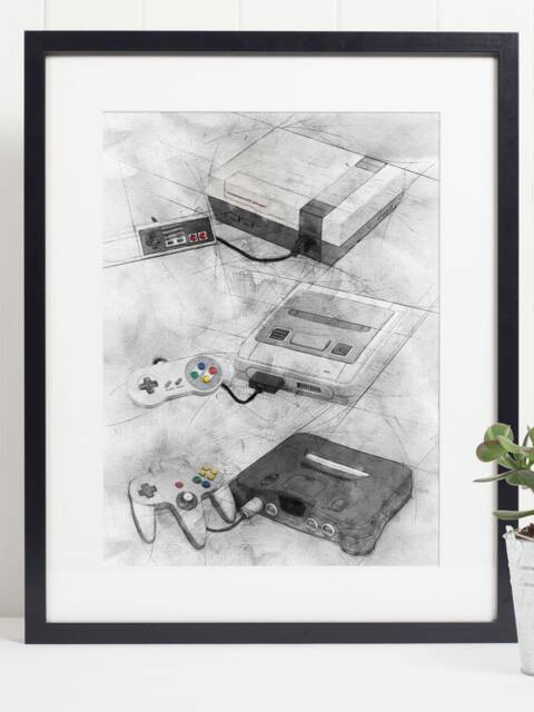 Evolution Of The Games Console - Nintendo Art Poster Print Portrait Retro Gaming Game Wall - image 1