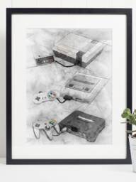 Evolution Of The Games Console - Nintendo Art Poster Print Portrait Retro Gaming Game Wall - thumbnail 1
