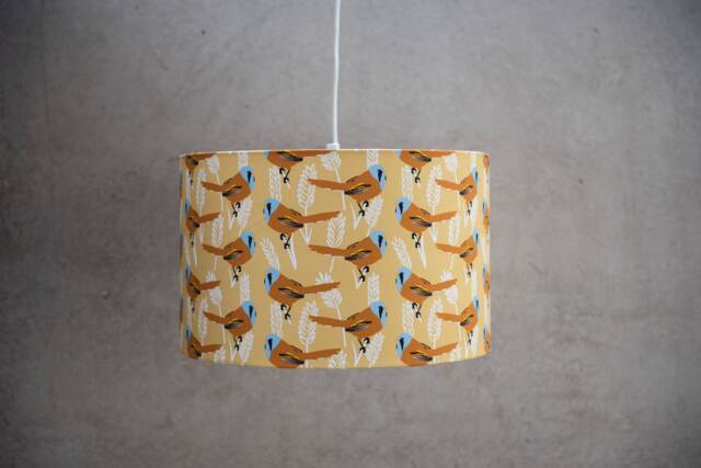 Bearded Tit Bird Print Lampshade - Handmade Cotton, Modern Lighting - image 1