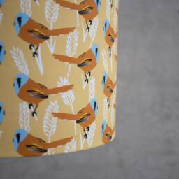 Bearded Tit Bird Print Lampshade - Handmade Cotton, Modern Lighting - thumbnail 2