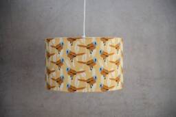 Bearded Tit Bird Print Lampshade - Handmade Cotton, Modern Lighting