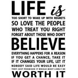 Life Is Too Short To Wake Up With Regrets Vinyl Wall Decal Motivating Quotes 18092 - thumbnail 3
