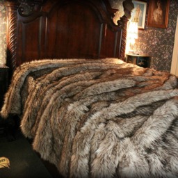 Plush Faux Fur Bedspread - Coyote Wolf Shag Bear Design Designer Throws By Accents Usa - thumbnail 3