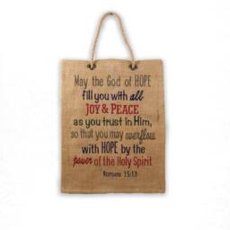 Scripture Banner, Romans 1513, Embroidered Wall Hanging, Gods Word Decor, Inspirational Wedding Gift, Banner Hanging - thumbnail 2