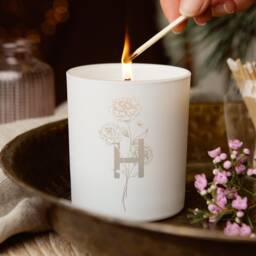 Personalised Initial Flower Candle Engraved Scented Candle Gift