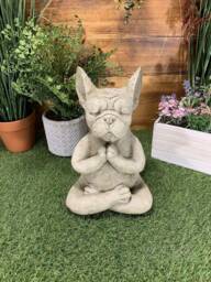 Stone Garden Meditating Sitting French Bulldog/ Frenchie Dog Oranament Statue - thumbnail 1