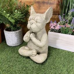 Stone Garden Meditating Sitting French Bulldog/ Frenchie Dog Oranament Statue - thumbnail 3