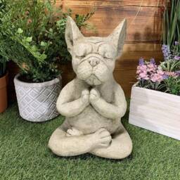 Stone Garden Meditating Sitting French Bulldog/ Frenchie Dog Oranament Statue - thumbnail 4