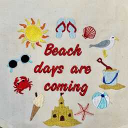 Beach Days Are Coming Wall Hanging - Summer Children's Embroidered Nursery D??cor - Baby Room Banner Seaside Theme Sandcastle Gift - thumbnail 4