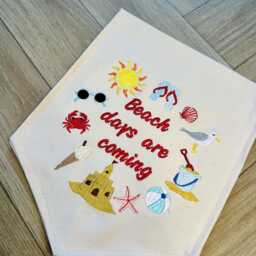 Beach Days Are Coming Wall Hanging - Summer Children's Embroidered Nursery D??cor - Baby Room Banner Seaside Theme Sandcastle Gift - thumbnail 2