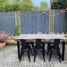 Industrial Outdoor Sleeper Table - Box Frame + 1 X Matching Bench - thumbnail 4