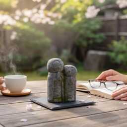 Jizo Couple 7.5 Inch/19 cm, Concrete, Concrete Figurine, Garden Decor, Outdoor Housewarming, New Home Holiday Decor - thumbnail 2