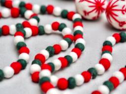 Mini Christmas Felt Ball Garland - Red, White & Green Festive Tree Bunting Bedroom, Nursery, Kids Playroom Decor - thumbnail 1
