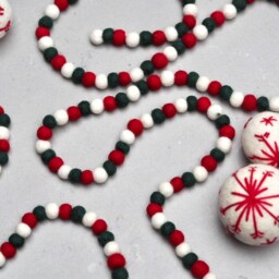 Mini Christmas Felt Ball Garland - Red, White & Green Festive Tree Bunting Bedroom, Nursery, Kids Playroom Decor - thumbnail 3