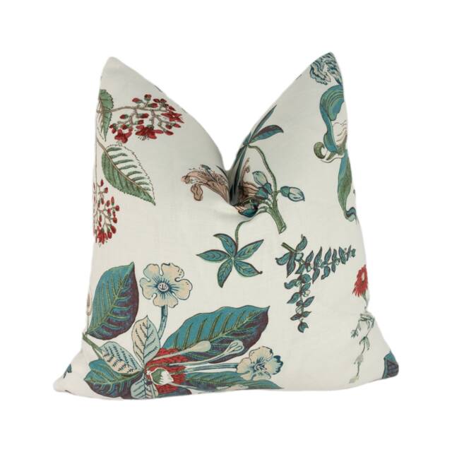 Cowtan & Tout - Linnaeus Teal/Cream Beautiful Botanical Designer Cushion Cover Handmade Throw Pillow Home Decor - image 1