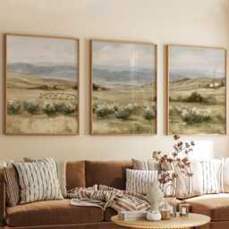 Orchard Landscape Trio, Neutral Countryside Wall Art Set - thumbnail 4