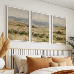 Orchard Landscape Trio, Neutral Countryside Wall Art Set - thumbnail 3