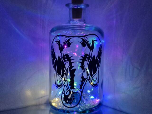 Elephant Gift For Animal Lover, Unique Bottle Lamp - image 1